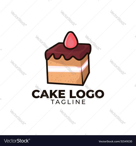 Cake cute cartoon logo template Royalty Free Vector Image