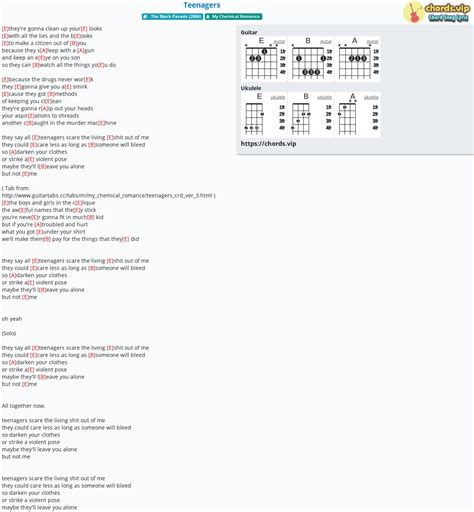 Chord: Teenagers - tab, song lyric, sheet, guitar, ukulele | chords.vip