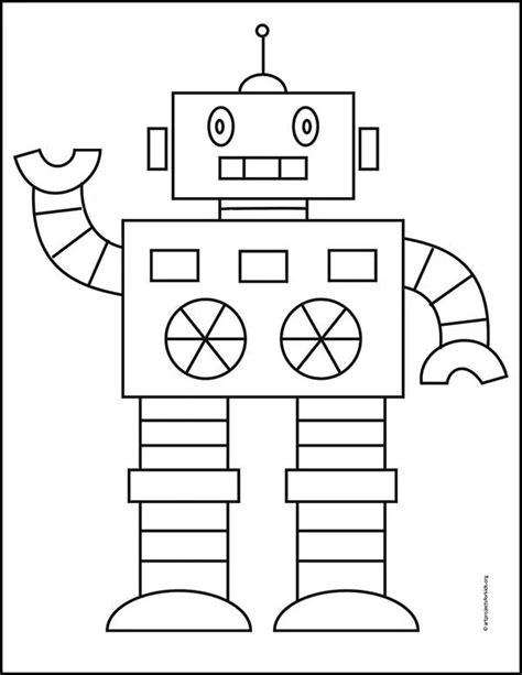 Easy How to Draw a Robot Tutorial and Robot Coloring Page