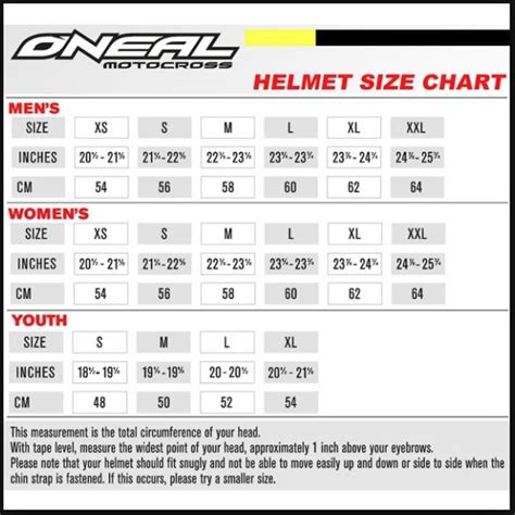 Helmet size chart | MOTODOMAINS