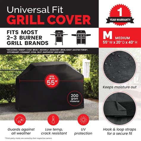 Master Forge Universal 55-in W x 40-in H Black Gas Grill Cover 07430LWSGD at Lowes.com