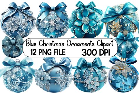 Blue Christmas Ornaments Clipart Graphic by SmMedia · Creative Fabrica