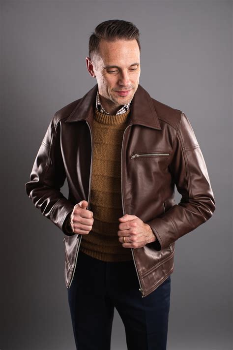 simple-brown-leather-jacket-outfit-men-2022 - He Spoke Style