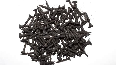 Screws are black metal. stock photo. Image of twist - 153160270