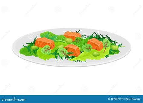 Pieces Fish Served Vegetables Stock Illustrations – 5 Pieces Fish ...