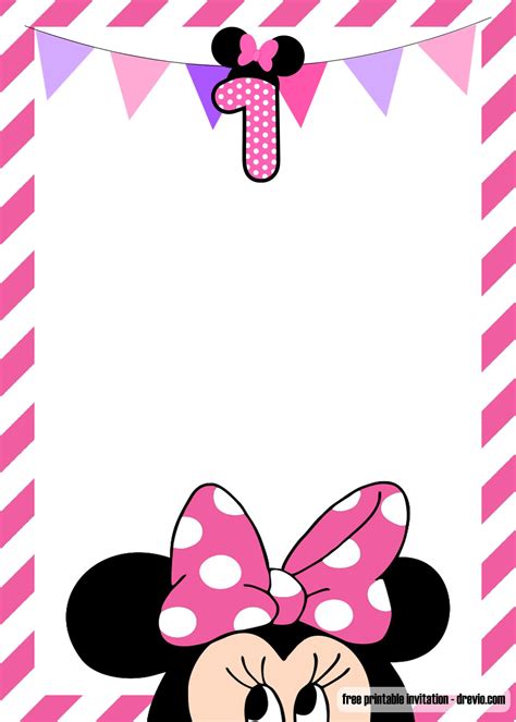 FREE Minnie Mouse 1st birthday Invitations Templates | Minnie mouse ...