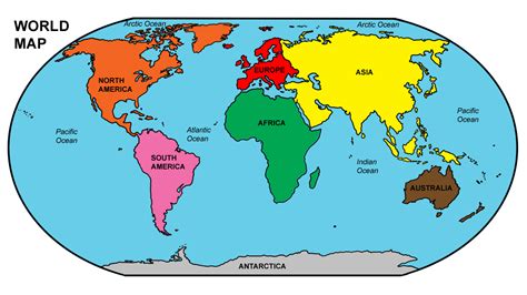 World Map To Label Continents