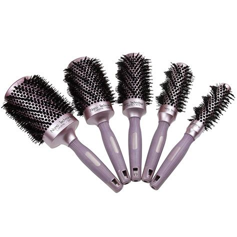 5 Different Sizes Round Thermal Brush Set, Professional Nano Ceramic & Ionic Barrel Hair Styling ...