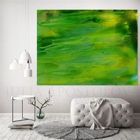 Green Abstract Painting, Large Wall Art, Canvas Print Green Wall Decor – Julia Apostolova