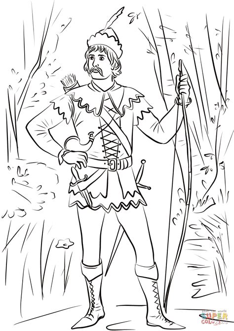 Robin Hood in Sherwood Forest coloring page | Free Printable Coloring Pages