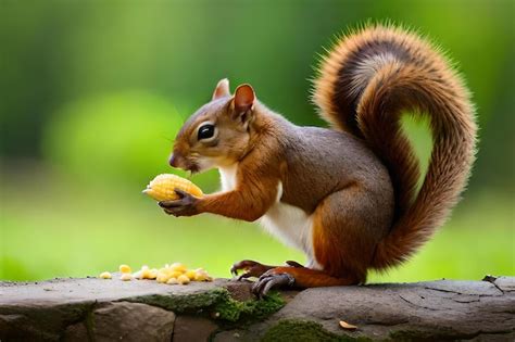 Premium Photo | A squirrel is eating corn