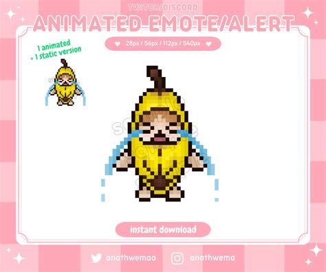 ANIMATED STATIC Crying Banana Cat Meme Twitch Emote / Alert Discord ...