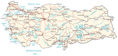 Map of Turkey - Cities and Roads - GIS Geography