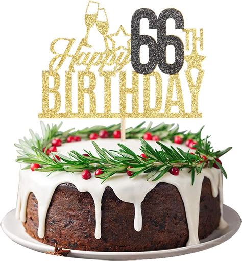 Amazon.com: Happy 66th Birthday Cake Topper - Sixty six-year-old Cake Topper, 66th Birthday Cake ...