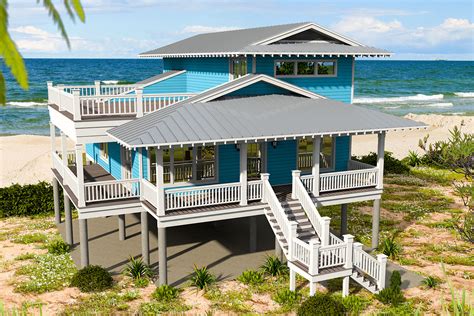 Beach House Plan with Decks on Two Levels - 68588VR | Architectural ...