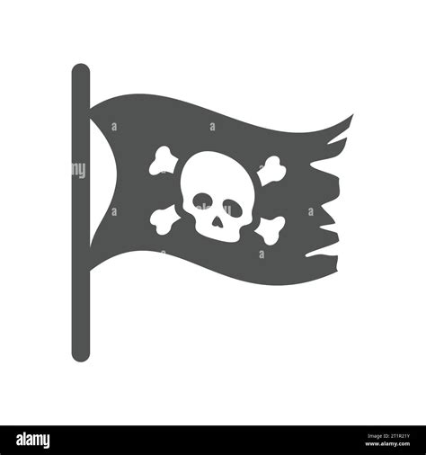 Pirate waving flag with skull and bones icon. Crossbones pirates symbol ...