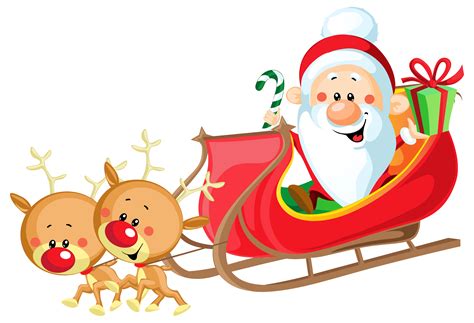 Santa Claus's reindeer Sled Clip art - Cute Santa with Sleigh PNG Clipart Image png download ...