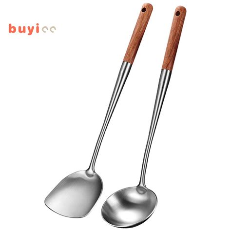 Wok Spatula and Ladle Tool Set, 17 Inches Spatula for Wok, Stainless Steel Wok Spatula | Shopee ...