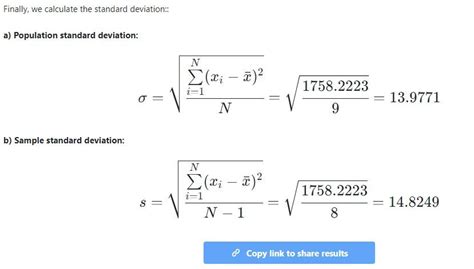 Standard Deviation Calculator Online (Step by step) 🥇