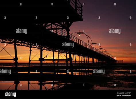 Southport Pier, UK, at dusk Stock Photo - Alamy