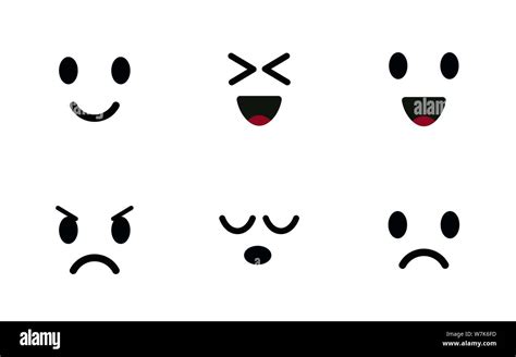 Emoji icon set. Characters faces, cute emoticon, mood symbols. Smiling, happy, joyful, sad and ...