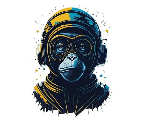 Premium Vector | Monkey with a headphones in his head