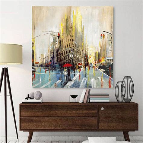 Large City Abstract Painting on Canvas Wall City Painting New | Etsy