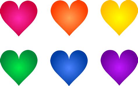 Colorful Rainbow Heart Symbols - Free Clip Art