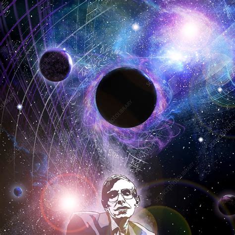 Hawking and black holes, illustration - Stock Image - C030/3037 - Science Photo Library