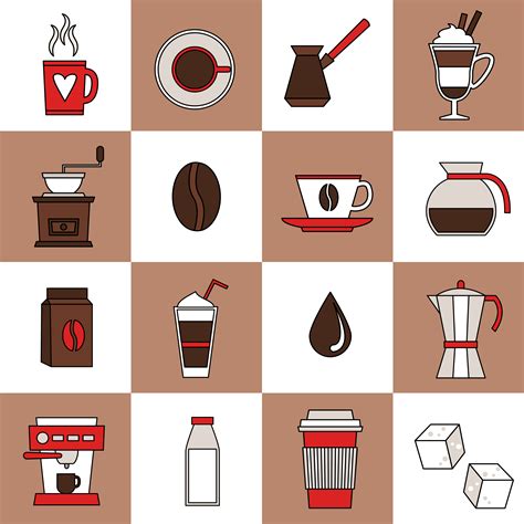 Coffee icons flat line 443744 Vector Art at Vecteezy