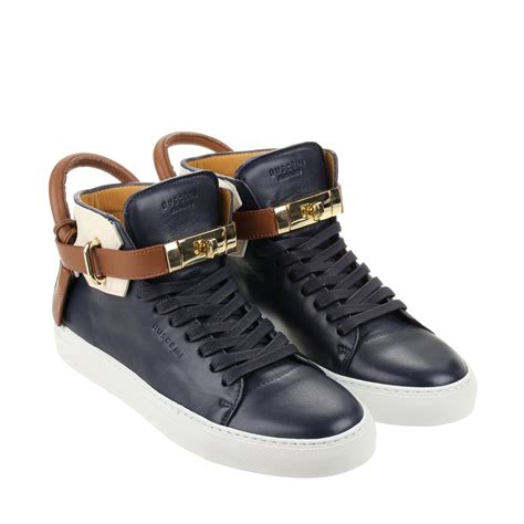 Buscemi 100MM Leather High-Top Sneakers in Blue | Lyst