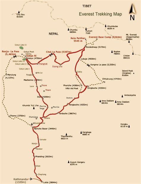 Everest Base Camp Trek Maps in Nepal, Guide of EBC Routes