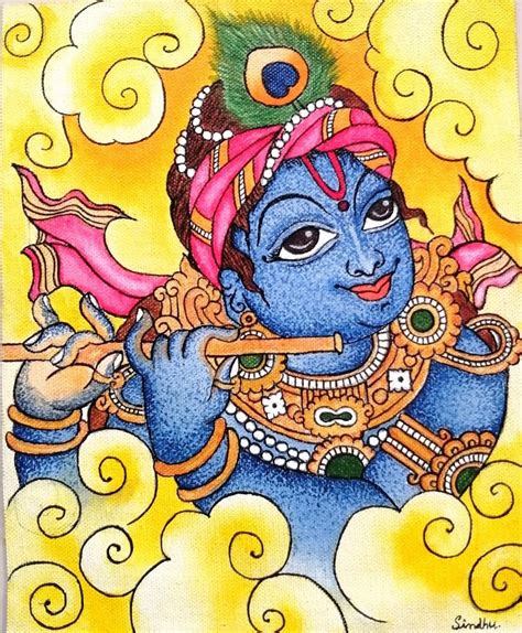 Lord Krishna - Kerala Mural painting (20 x 25 cms) - International ...