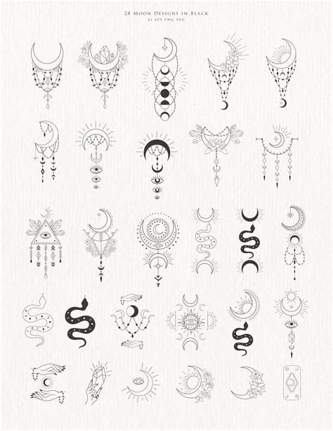 Moon Clipart Crystal Phases Botanical Floral Crescent Lunar Flowers Magic Print Spiritual Witch ...