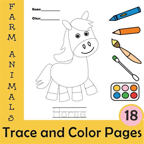 Farm Animals Tracing Pictures Worksheets