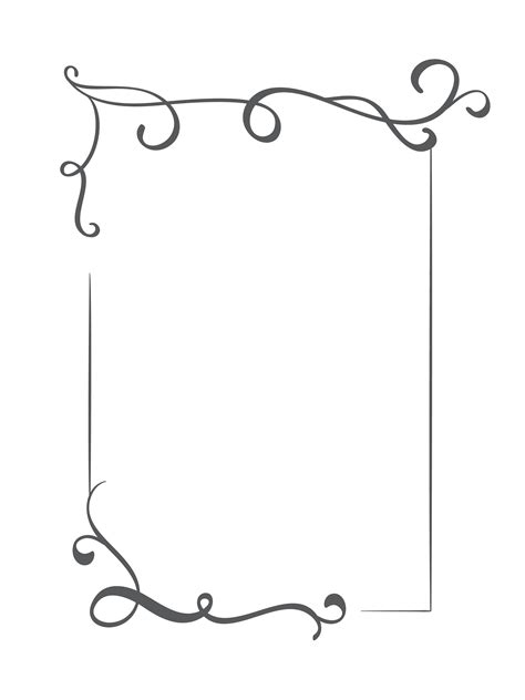 a black and white drawing of a square frame with swirly scrolls on the edges