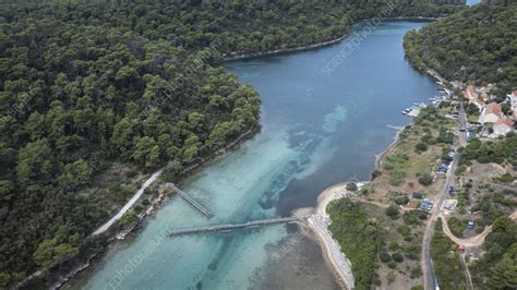 Aerial view of Mljet national park, Island Mljet, Croatia - Stock Image ...