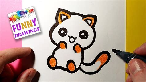 HOW TO DRAW A CUTE FUNNY KITTEN : EASY DRAWING TUTORIAL - YouTube