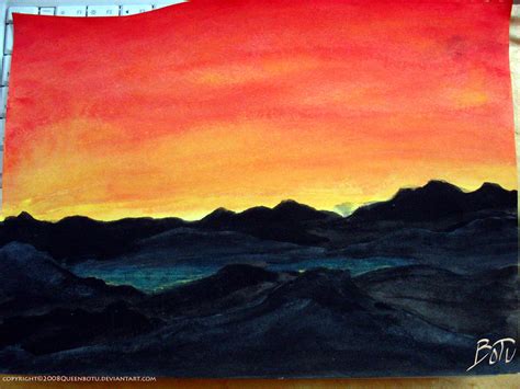 Mountain Sunset watercolor by QueenBotu on DeviantArt