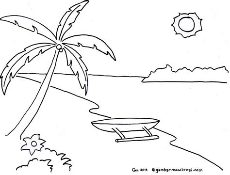 Mewarnai Gambar Pemandangan Pantai | Landscape art lessons, Coloring pages, Easy drawings