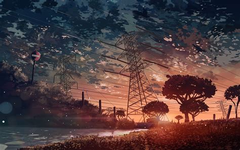 Anime, Scenery, Sunset, 4K, #112 Wallpaper PC Desktop