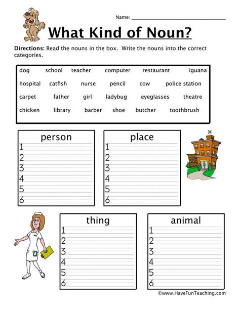 Noun Sorting Worksheet - Have Fun Teaching | Nouns worksheet, Nouns and ...