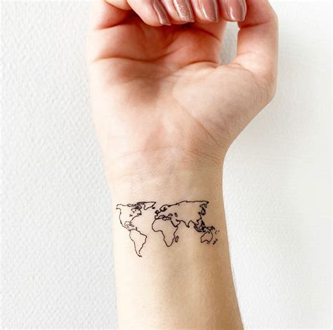 World Map set of 2 Temporary Tattoo - Etsy UK