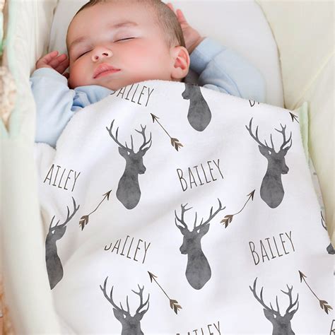 Deer baby blanket, Woodland blanket, Personalized baby boy blanket, Fl ...