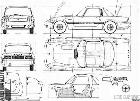 Lotus Elan Sprint 1972 Blueprint - Download free blueprint for 3D modeling