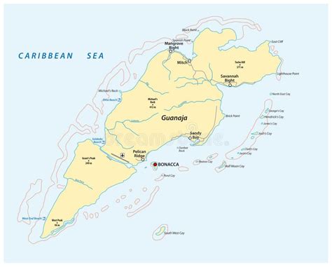 Map of Guanaja Island stock vector. Illustration of geography - 123384548