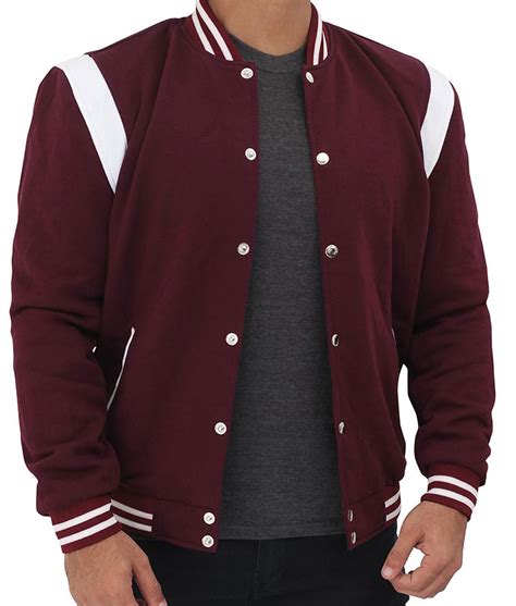 Men's College Bomber Maroon Varsity Jacket - Jackets Expert