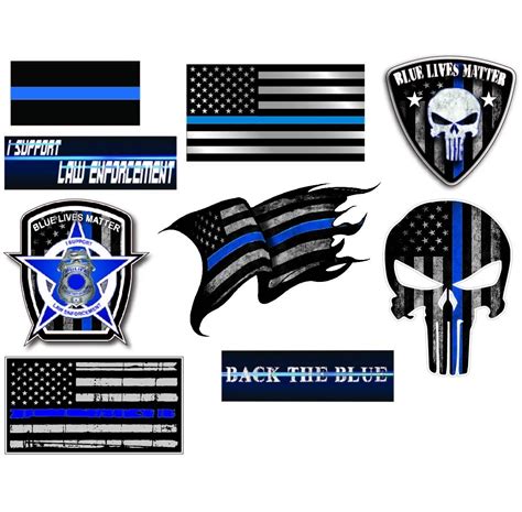 PACK OF 12 Blue Lives Matter American Flag Police Car or Truck Decal Sticker BLM Car & Truck ...