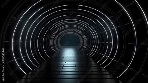 3d Render Abstract Background with Empty Dark Tunnel Stock Illustration ...