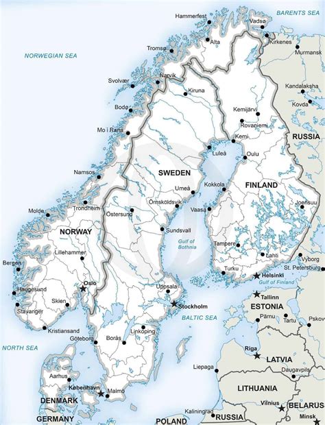 Vector Map of Scandinavia Political | One Stop Map